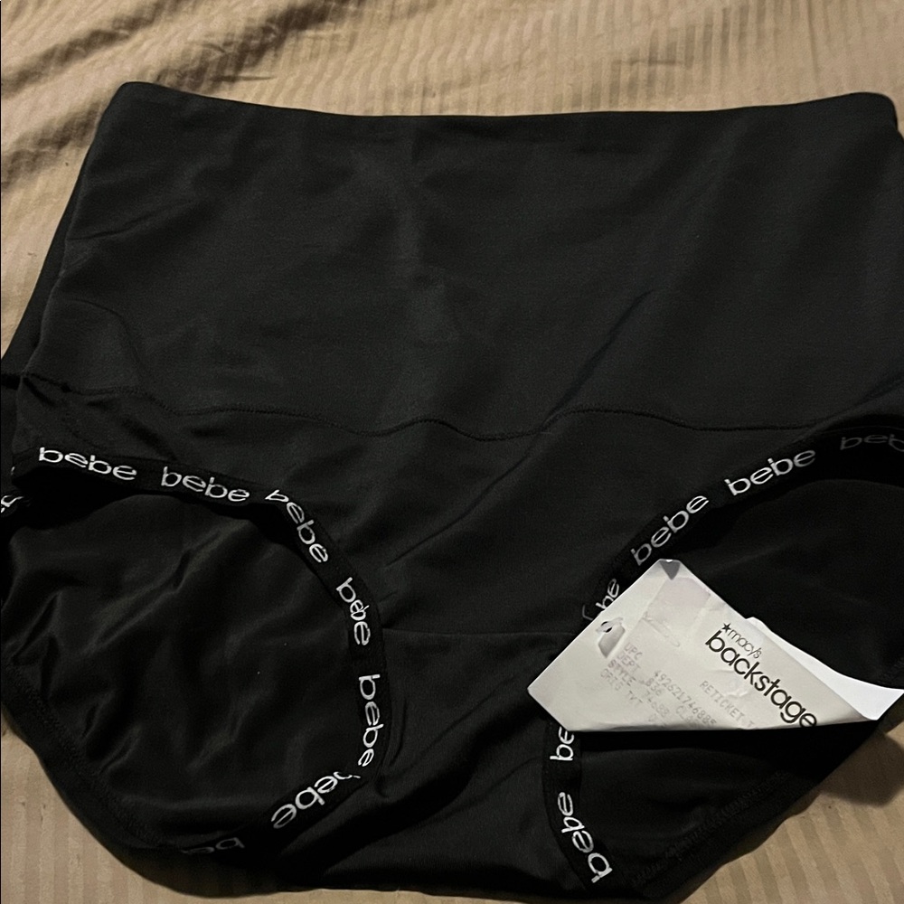 bebe Black High-Waist Shaping Briefs with Logo Trim